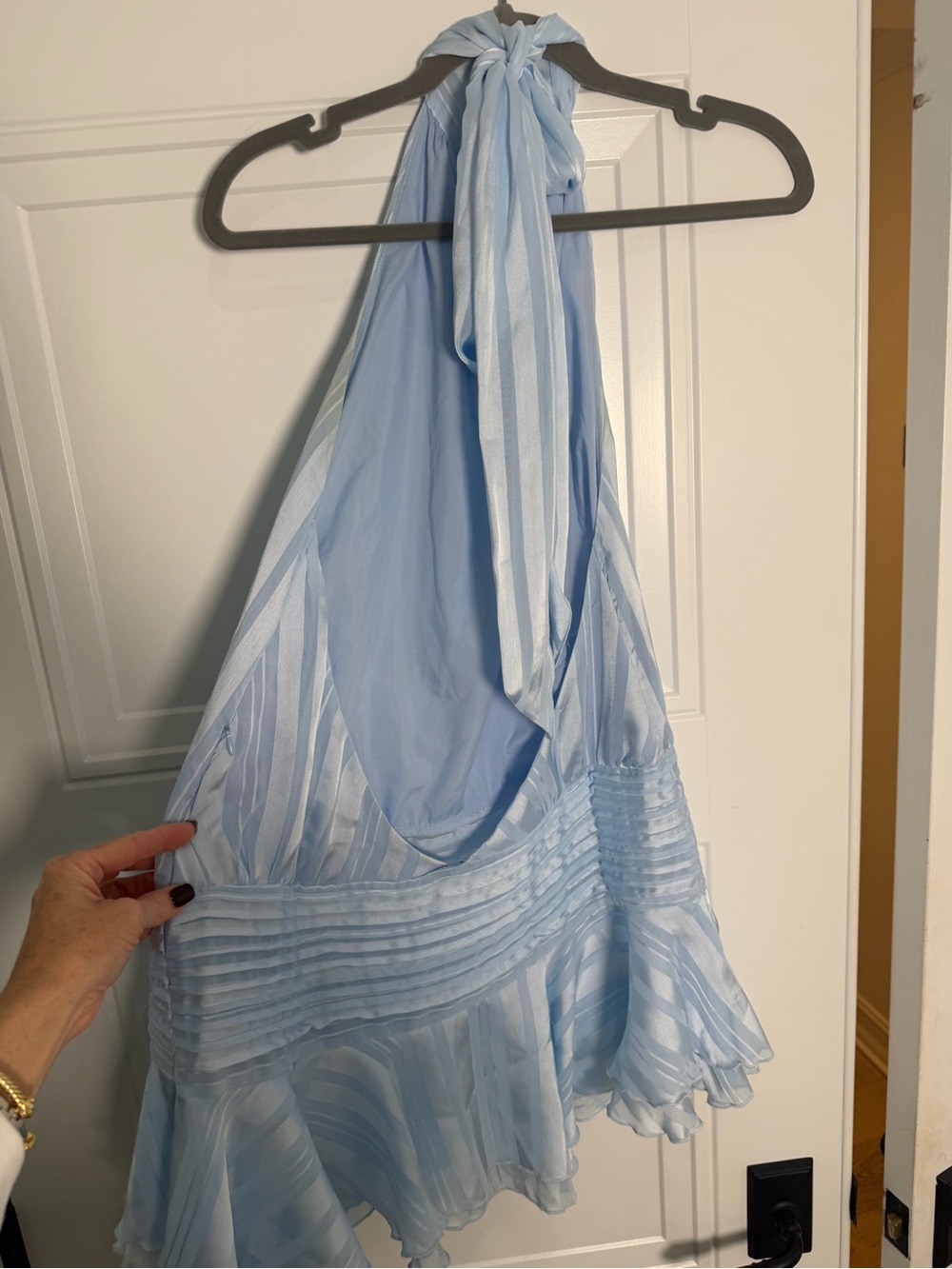 REVOLVE Light Blue Halter Ruffled Mini Dress - Picture 3 of 3